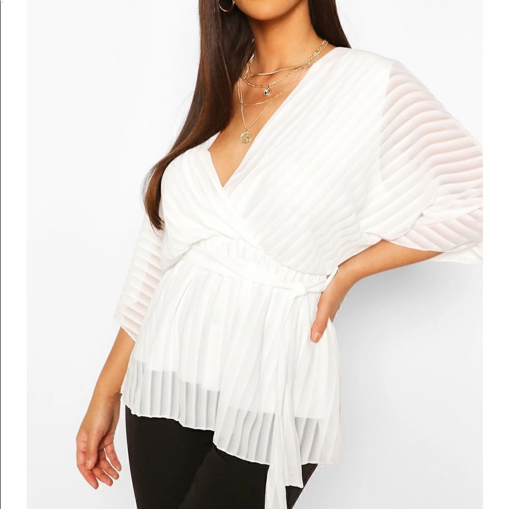 White  striped wrap top